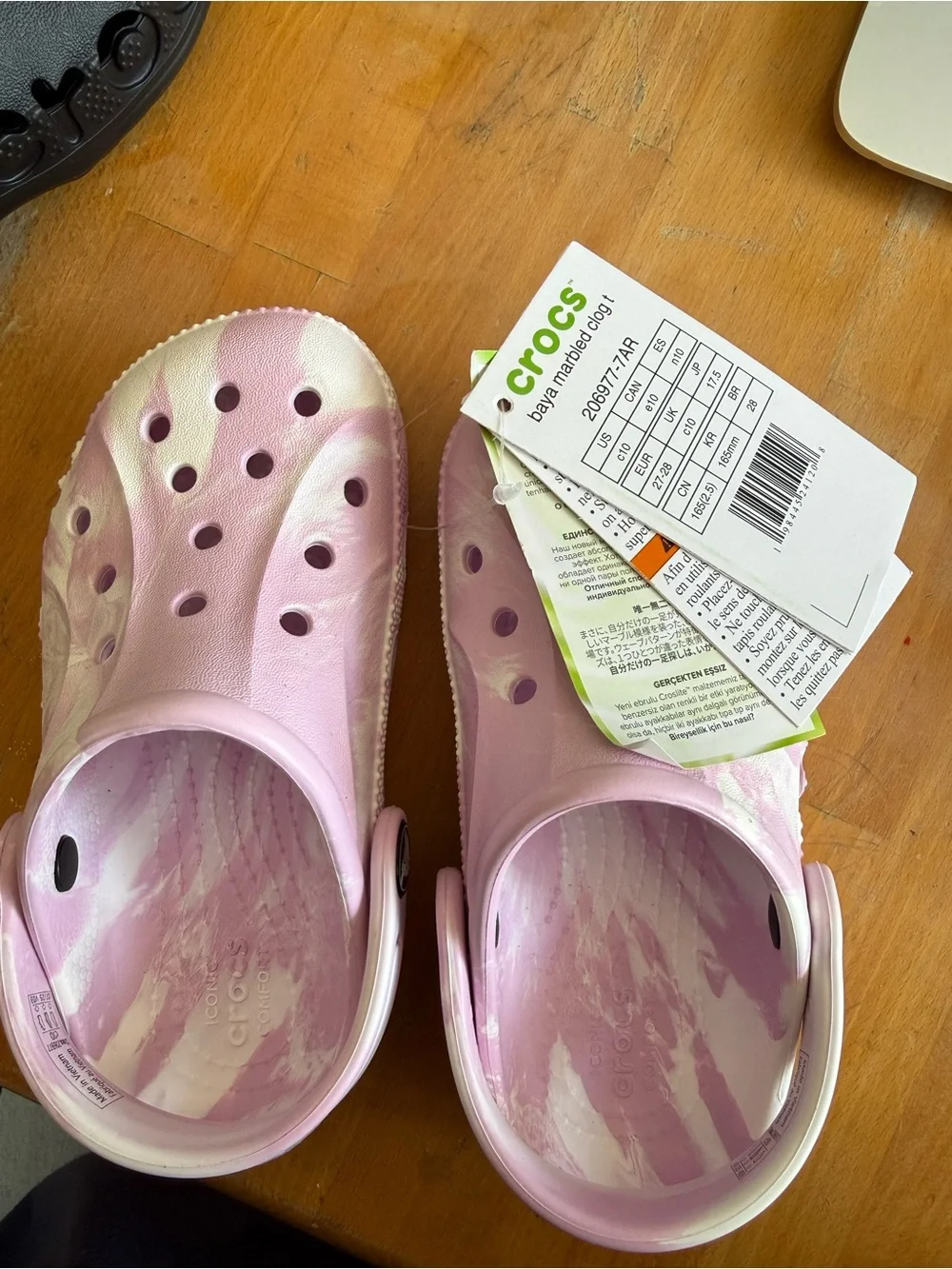 CROCS Kids' Marble Clogs in Light Pink and White Toddler 10